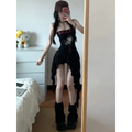 Strapless Irregular Hem Dress – Y2K Gothic Harajuku Punk Style - Night Bloom Digital Empire Studios