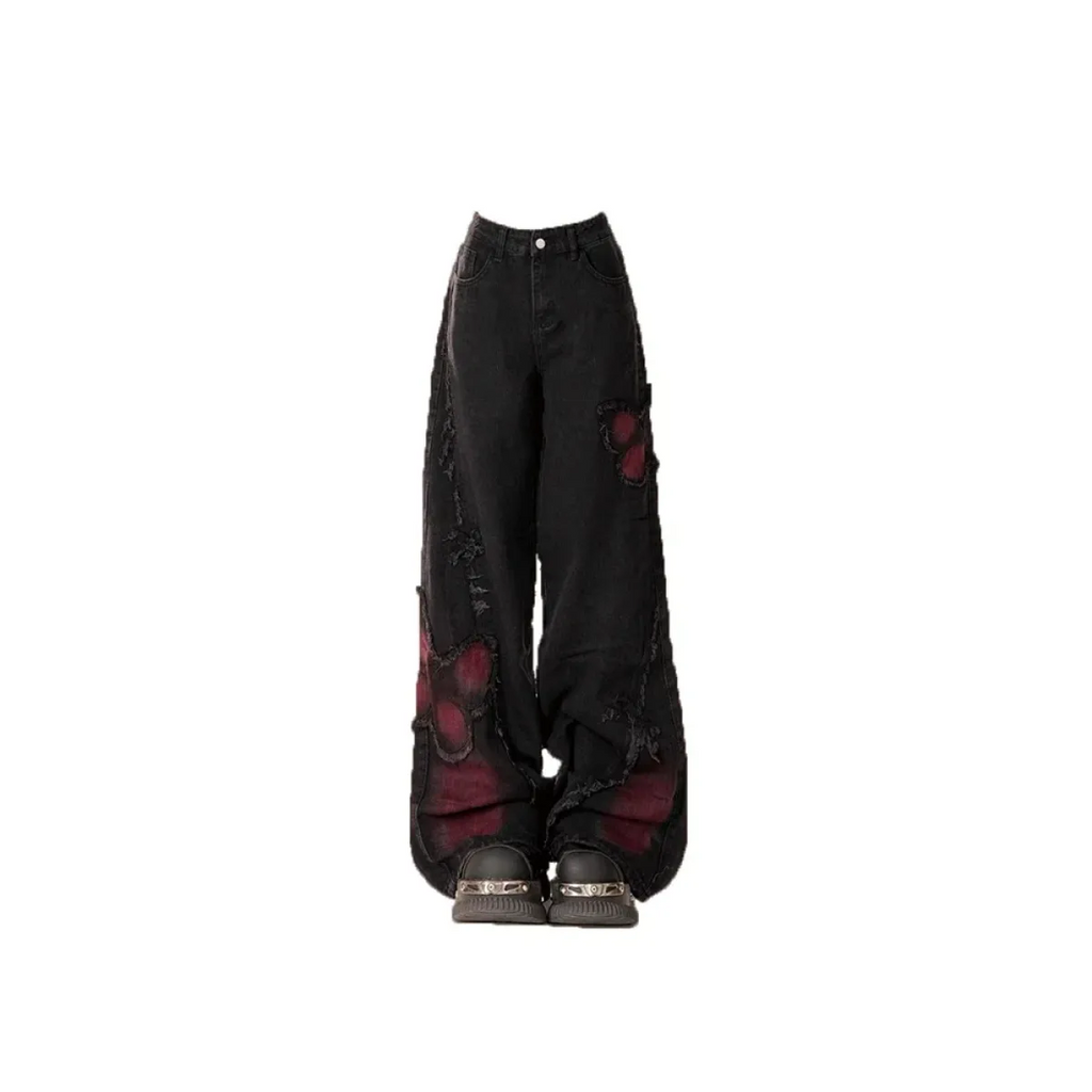 Gothic Baggy Jeans – Y2K Harajuku Grunge Aesthetic - Night Bloom Digital Empire Studios