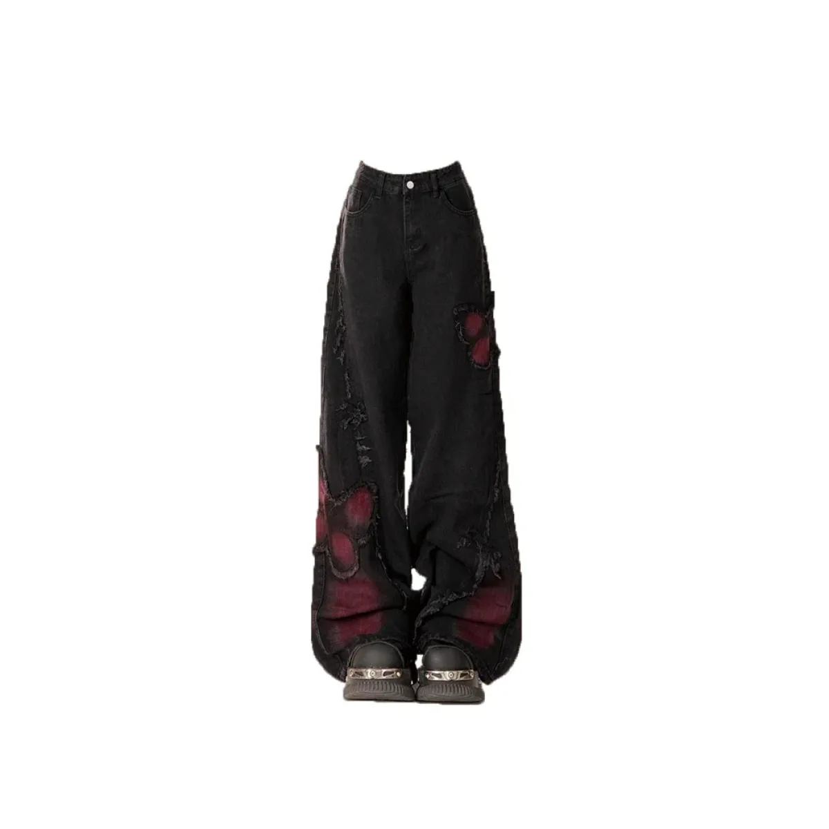 Gothic Baggy Jeans – Y2K Harajuku Grunge Aesthetic - Night Bloom Digital Empire Studios