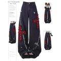 Gothic Patchwork Baggy Jeans – Y2K Harajuku Grunge - Night Bloom Digital Empire Studios